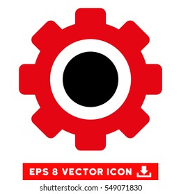 Gear EPS vector pictogram. Illustration style is flat iconic bicolor intensive red and black symbol on white background.