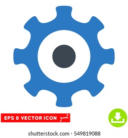 Gear EPS vector pictogram. Illustration style is flat iconic bicolor smooth blue symbol on white background.