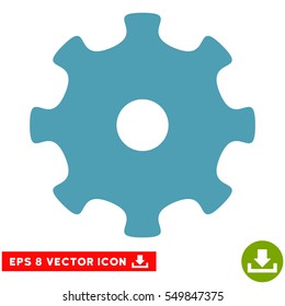 Gear EPS vector pictogram. Illustration style is flat iconic cyan symbol on white background.