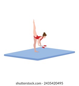 Gear equipment for mat gymnastic icon cartoon vector. Vault center. Female training indoor