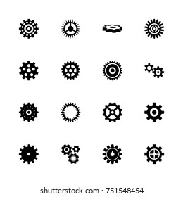 Gear - Expand to any size - Change to any colour. Flat Vector Icons - Black Illustration on White Background.
