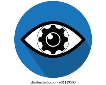 Gear in eye Flat icon.Vector