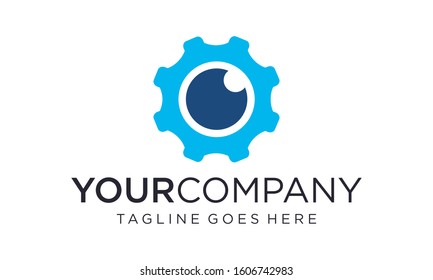 Gear and eye icon for logo design vector editable
