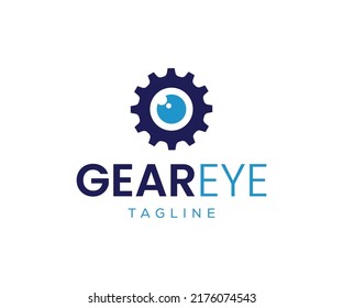 Logotipo de ojos de los engranajes, plantilla de logotipo ocular