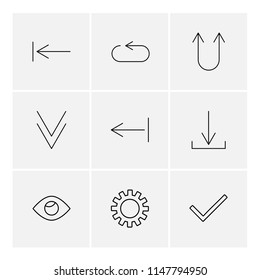 gear  eye  tick  arrows  directions  avatar  download  upload  apps  user interface  scale  reset  message  up  down  left  right  icon vector design  flat  collection style creative  icons