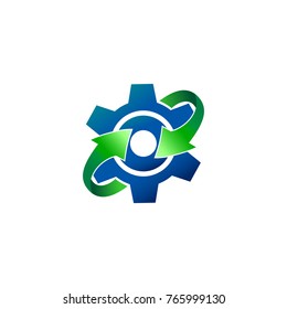 Gear Factory Arrow Vector Logo