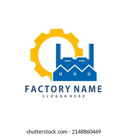 Gear Factory logo design vector, Creative Factory logo design Template Illustration