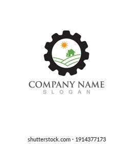 Gear farm green Logo Template vector icon illustration design