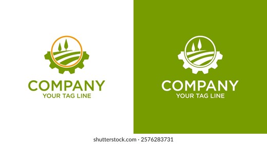 gear farm logo vector nature industry symbol signs icon illustration
