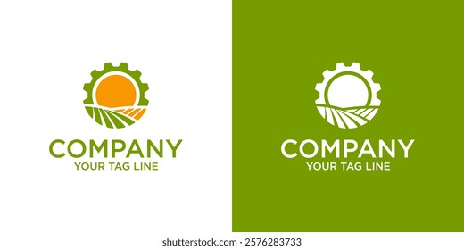 gear farm logo vector nature industry symbol signs icon illustration
