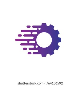 Gear fast logo template vector design with gear and speed symbol