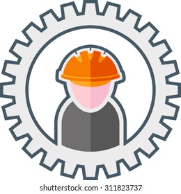 gear with the figure of the worker