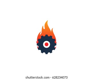 Gear Fire Icon Logo Design Element