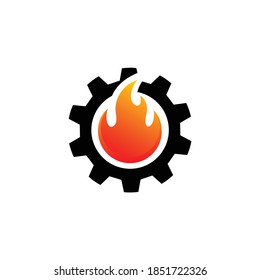 gear with a fire vector logo