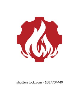 Gear and fire vector logo design template.	