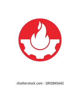 Gear and fire vector logo design template.