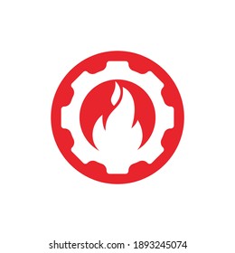 Gear and fire vector logo design template.	