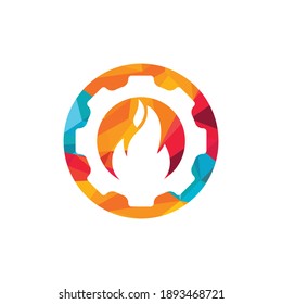 Design-Vorlage für Getriebe und Feuer-Vektorgrafik-Logo.	
