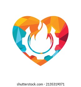 Gear and fire vector logo design template.	