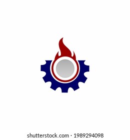 Gear flame Logo designs vector, fire Industry logo template stock illustration