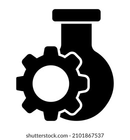 Gear with flask, icon of lab setting

