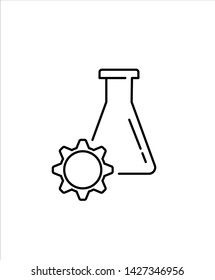 gear with flask line icon,vector best line icon.
