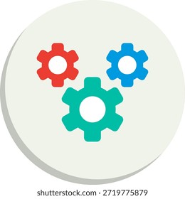 Icono de estilo de círculo plano de engranaje