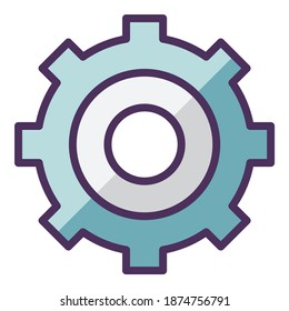 Icono plano del engranaje aislado en fondo blanco