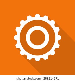 gear flat icon with long shadow.