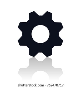 Gear flat icon with reflection.
