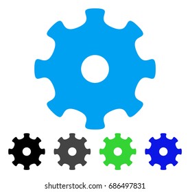 Gear flat vector icon. Colored gear gray, black, blue, green pictogram versions. Flat icon style for application design.