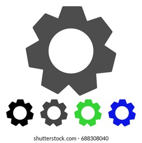 Gear flat vector icon. Colored gear, gray, black, blue, green pictogram versions. Flat icon style for web design.