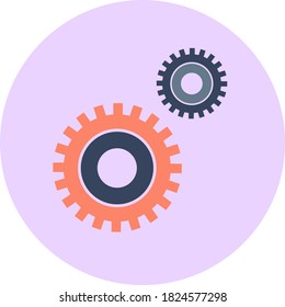 Gear flat vector icon. Gear vector illustration. Isolated on light purple background.