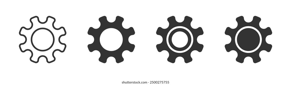 Conjunto de iconos de vector plano de engranaje
