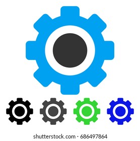 Gear flat vector pictograph. Colored gear gray, black, blue, green icon versions. Flat icon style for graphic design.