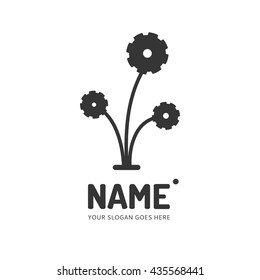 Gear and flower vector logo design. Business concept icon.