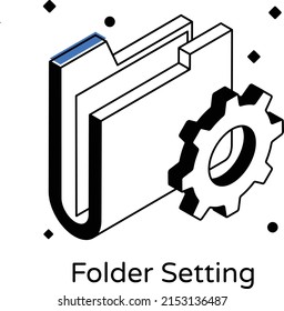 Gear with folder, isometric icon of folder setting

