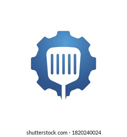 Design des Fanggeräts, Vektorlogo. Logo für Bio-Lebensmittel