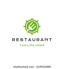 Gear and Fork for Restaurant logo design