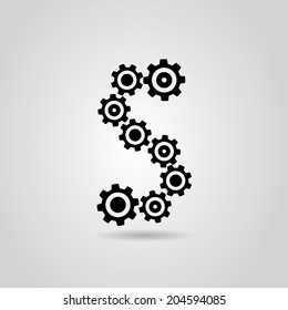 Gear in the form of dollar. Made in vector