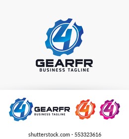 Gear four logo design. Industry, Maintenance and Automotive logo concept. Vector logo template