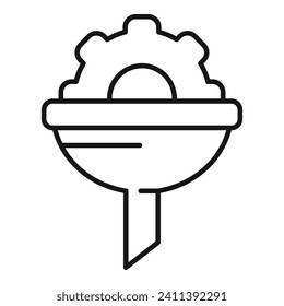 Gear funnel content filter icon outline vector. Flow process. Kit time safety