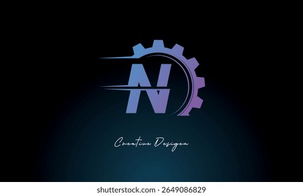 Gear Fusion Logo – Industrial Tech-Inspired Letter mark Futuristic Industrial Letter Mark Design for Technology and Engineering Brands.N