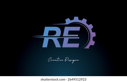 RE Gear Fusion Logo – Industrial Tech-Inspired Letter mark Futuristic Industrial Letter Mark Design for Technology and Engineering Brands.