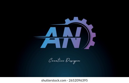 AN Gear Fusion Logo – Industrial Tech-Inspired Letter mark Futuristic Industrial Letter Mark Design for Technology and Engineering Brands.