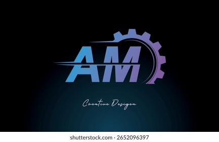 AM Gear Fusion Logo – Industrial Tech-Inspired Letter mark Futuristic Industrial Letter Mark Design for Technology and Engineering Brands.