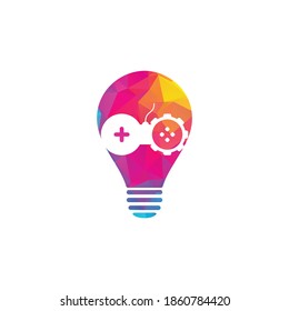 Gear game bulb shape concept logo design. Game with Gear logo template vector. Joystick design Icon