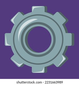 Gear game icon. Vector illustration of cartoon mechanism, concept of settings button. Round element. Shiny cogwheel.