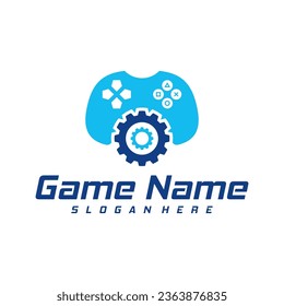 Gear Game logo template vector. Joystick design Icon. Stylized joystick buttons. Creative design