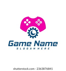 Gear Game logo template vector. Joystick design Icon. Stylized joystick buttons. Creative design